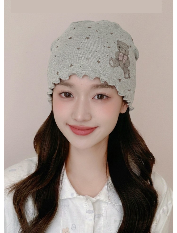 Jq Jingqi [Ruffled Edge] Summer Thin Maternity Hat Single Layer Floral Large Head Circumference Pregnant Women's Hat Windproof Forehead Protection — 10