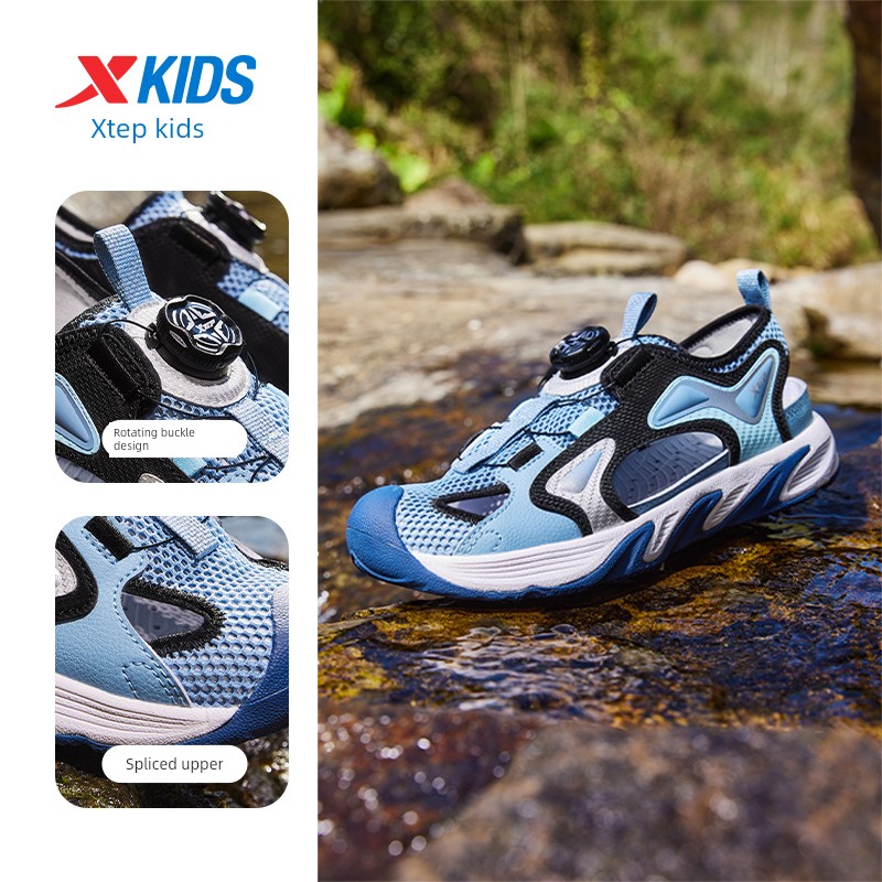 Xtep Children's Shoes, Boys' Sandals, Big Children's Shoes, New Summer Sandals, Rotating Buckle, Hollow Design, Non-Slip, Wear-Resistant Beach Shoes — 4