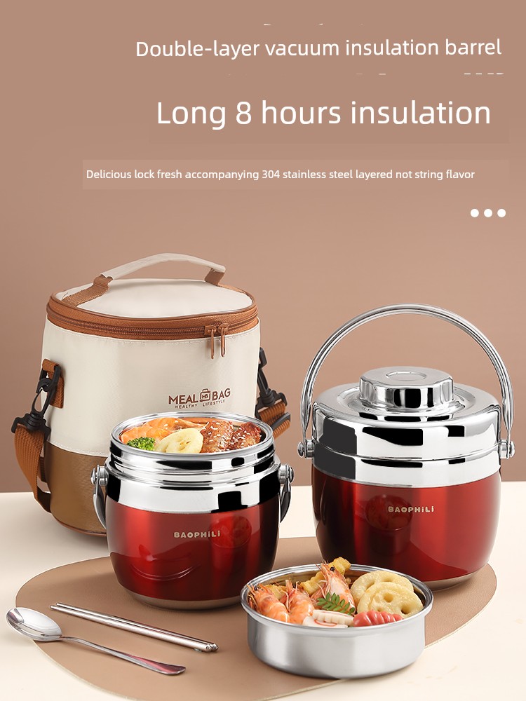 Winter Super Long Heat Preservation Lunch Box Office Worker with Rice Student Multi-Layer Large Capacity with Rice Bucket Insulation Portable Pan Bento Box