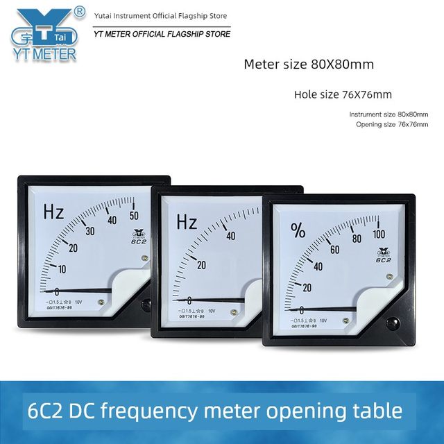 6c2 DC frequency meter hz input 10v pointer 50hz Hz 60hz 100hz 100% opening meter