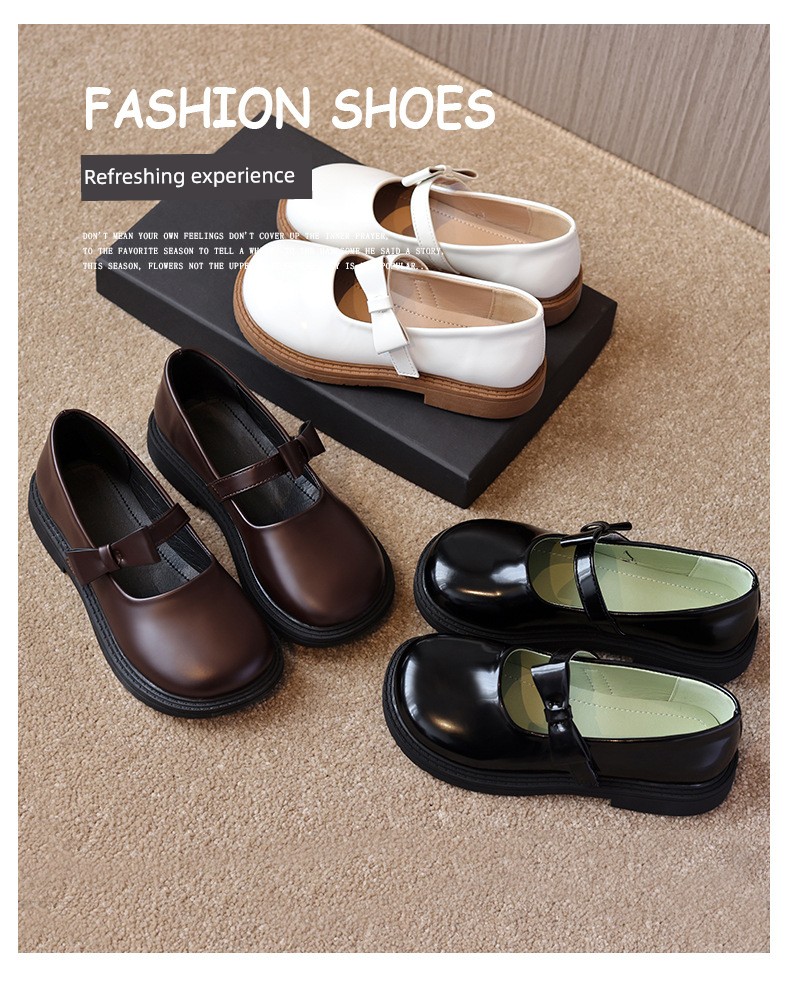 Black Leather Shoes for Girls, College Style, Suitable for Skirts, British Style, Versatile, Comfortable, Round Toe, 2026 New Model, Women's Summer Style — 3