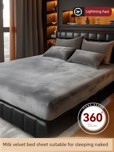 Milk Velvet Fitted Sheet Cover, Winter Fleece-Lined 2025 New Model, All-Season Universal Mattress Protector, Coral Fleec