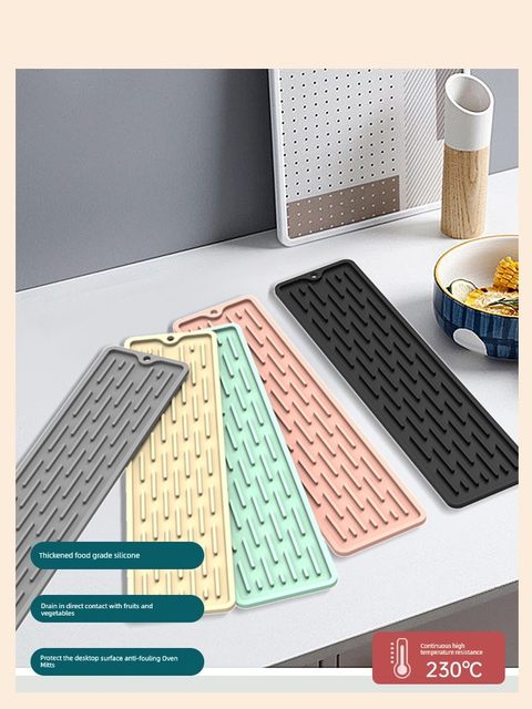 Silicone drain pad Thermal insulation pad Long strip Anti-scalding table pad Teapot pad Coaster Coaster High temperature resistant kitchen countertop anti-slip pad