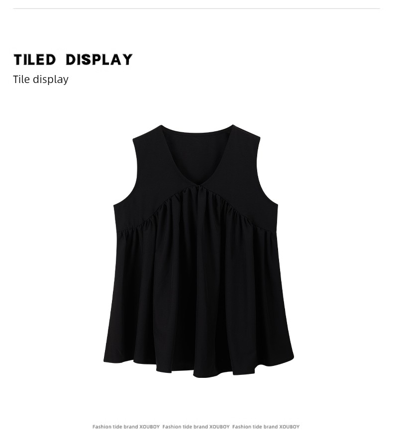Muyuan Lion Maternity Summer Outfit Set: Hepburn-Style High-End V-Neck Sleeveless Top and Wide-Leg Pants Slimming Set — 6