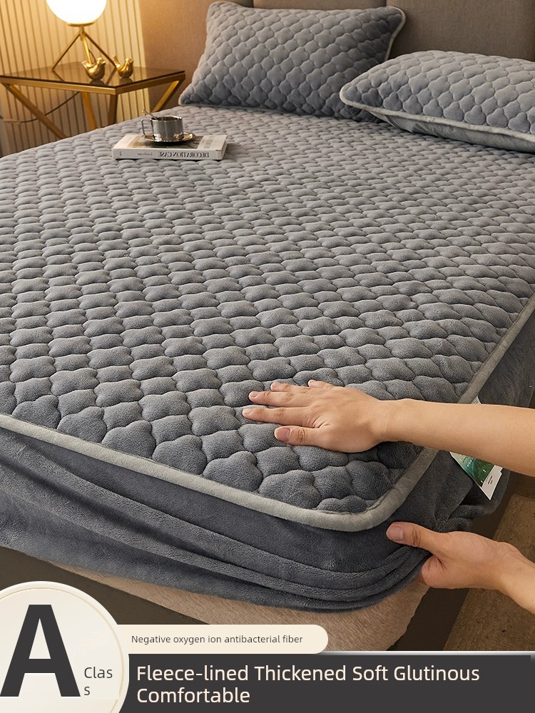 Milk Velvet Quilted Fitted Sheet Cover, Winter Fleece Bed Cover, Mattress Protector, 2025 New Thickened Bed Sheet Cover