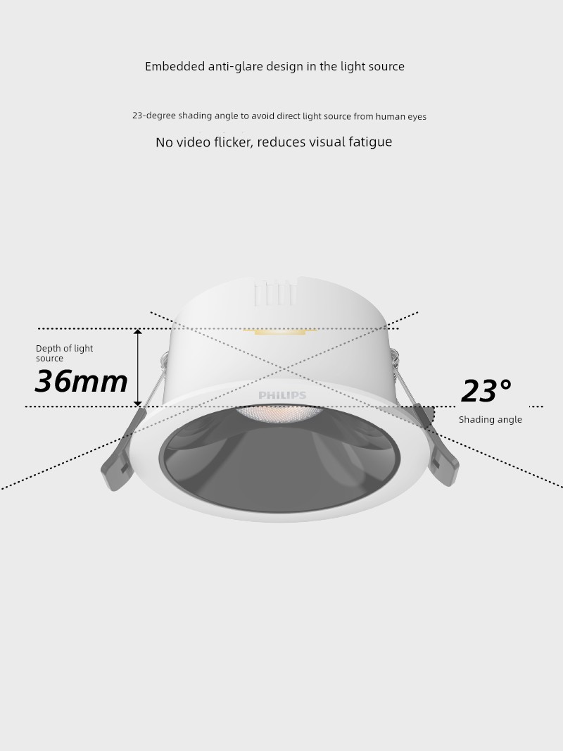 Philips Anti-Glare Led Recessed Downlight 75mm for Living Room Home Use Spotlight Ceiling Light Hallway Without Main Light