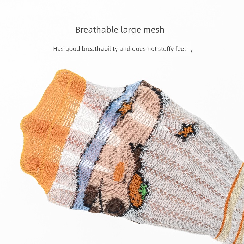 Kappabala Boys' Socks Summer Thin Children's Cotton Socks Ultra-Thin Mesh Cartoon Girls' Baby Summer Mid-Calf Length Socks — 5