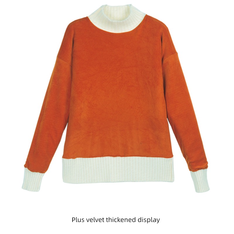 easy High collar Autumn and winter Plush knitting ma'am sweater
