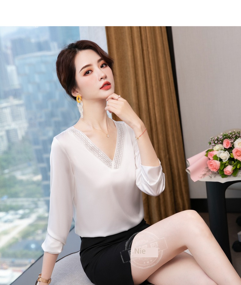 Satin shirt Self-cultivation Condom jacket Long sleeve silk