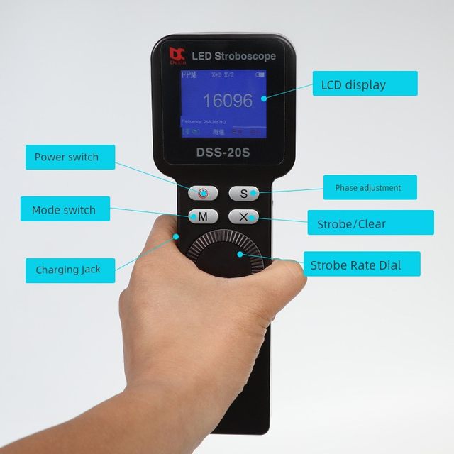 DSS-20S high-speed LED strobe multi-function digital display strobe frequency meter speed measuring instrument infrared laser automatic tracking