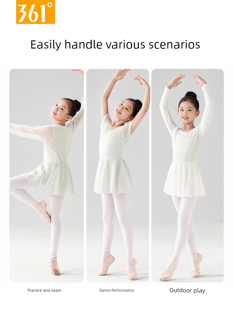 361 ° Children's Dance Tights for Practice, Spring and Autumn Style, White Pantyhose for Girls' Dance Exams — 4