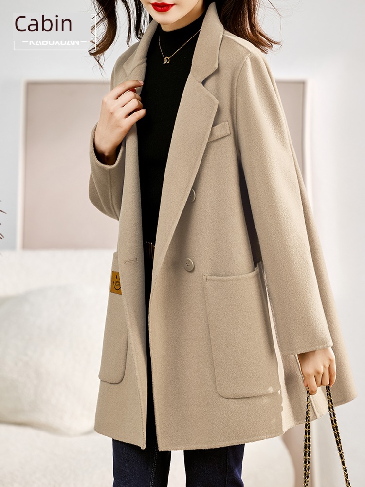 Medium and long term Double sided little chap Autumn and winter Cashmere overcoat