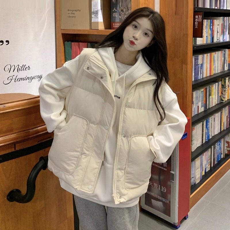 keep warm stand collar Cotton Vest Sweater Close your waist down