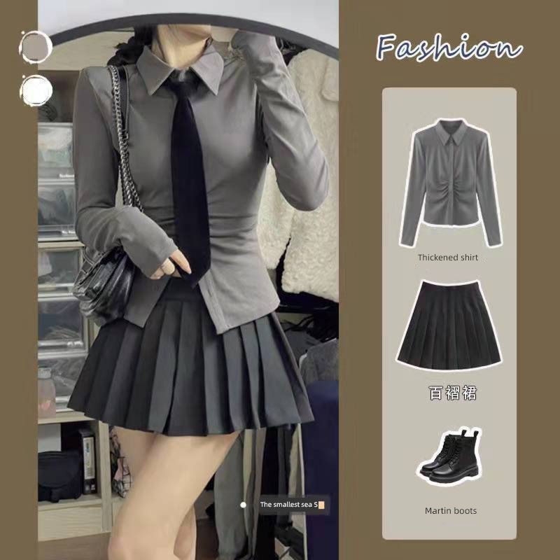 pure desire wind Wrinkle Show thin High waist Long sleeve jacket shirt