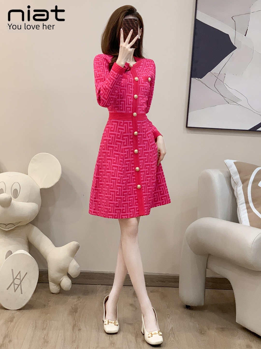 A lady of temperament Minority Advanced sense Dress Chinese bellflower