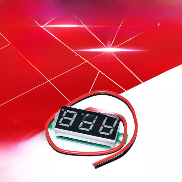 0.28寸超小数字直流电压表头 数显 可调 三线DC0-100V 电瓶电压表