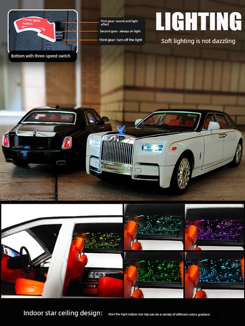 Large alloy Rolls-Royce Phantom Car Model 1 18 Simulation luxury car Children's multi-function toy car boy