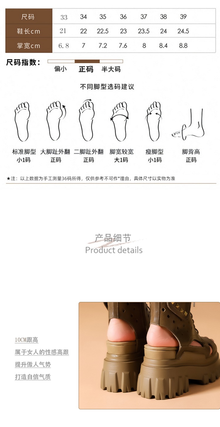 Muffin Internal elevation Hollow out reverent Fish mouth Short boots Sandals