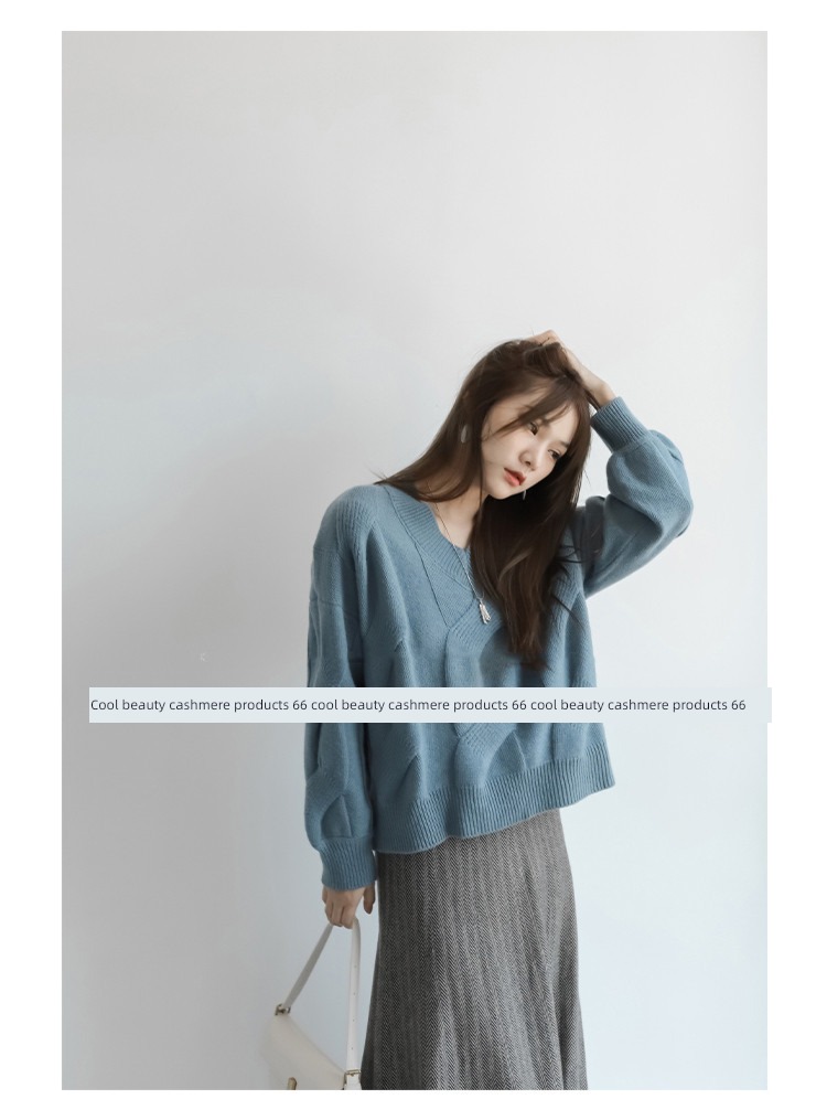V-neck Twisted flower easy sweater have cash less than that is registered in the accounts pure Cashmere sweater