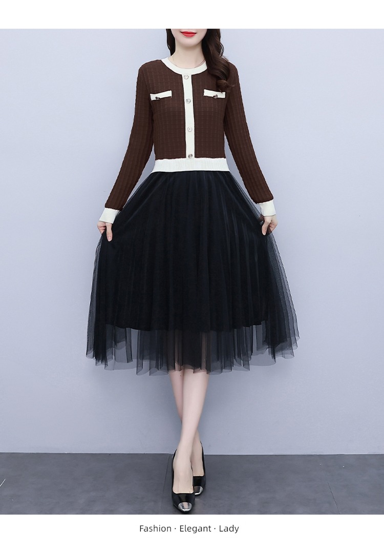 Little fragrance ma'am Autumn and winter Show thin sweater Fake two