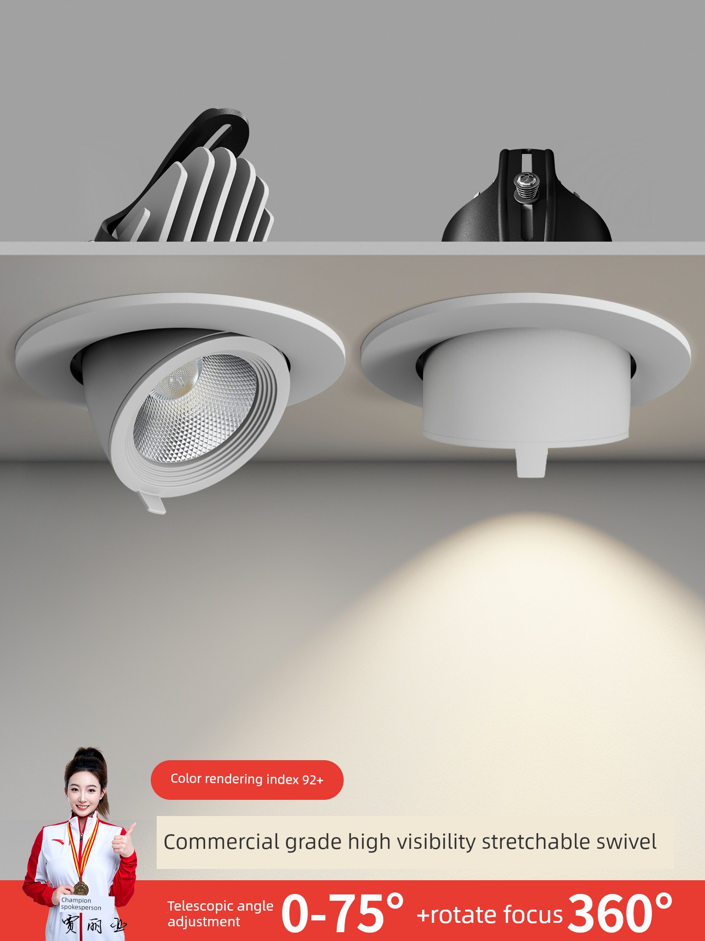 Cob Trunk Lights LED Wall Washing Spotlight Embedded Ceiling Lamp For Home Adjustable Angle Anti-Glare Downlight for Commercial Use in Stores
