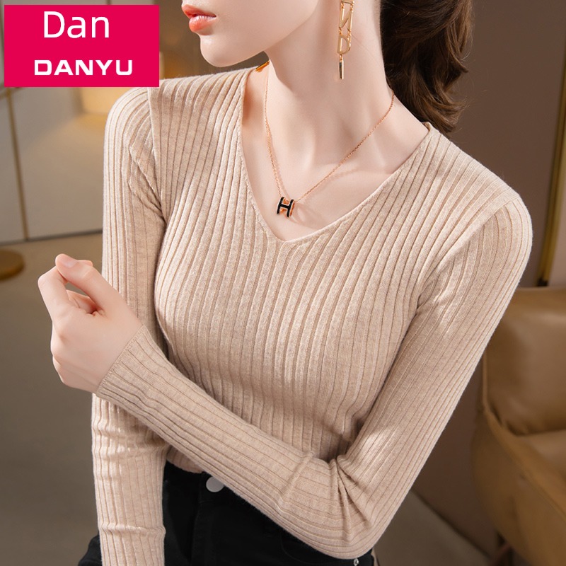 Dan language V-neck wool female Autumn and winter Inner lap Undershirt