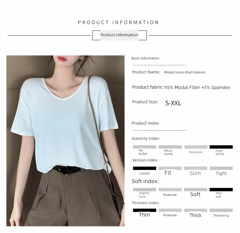 modal  easy Half sleeve Versatile Low collar jacket T-shirt