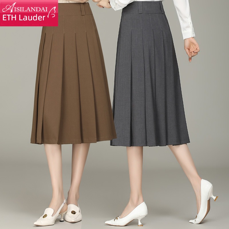 grey Spring and summer little chap Sagging sensation Show thin Pleated skirt
