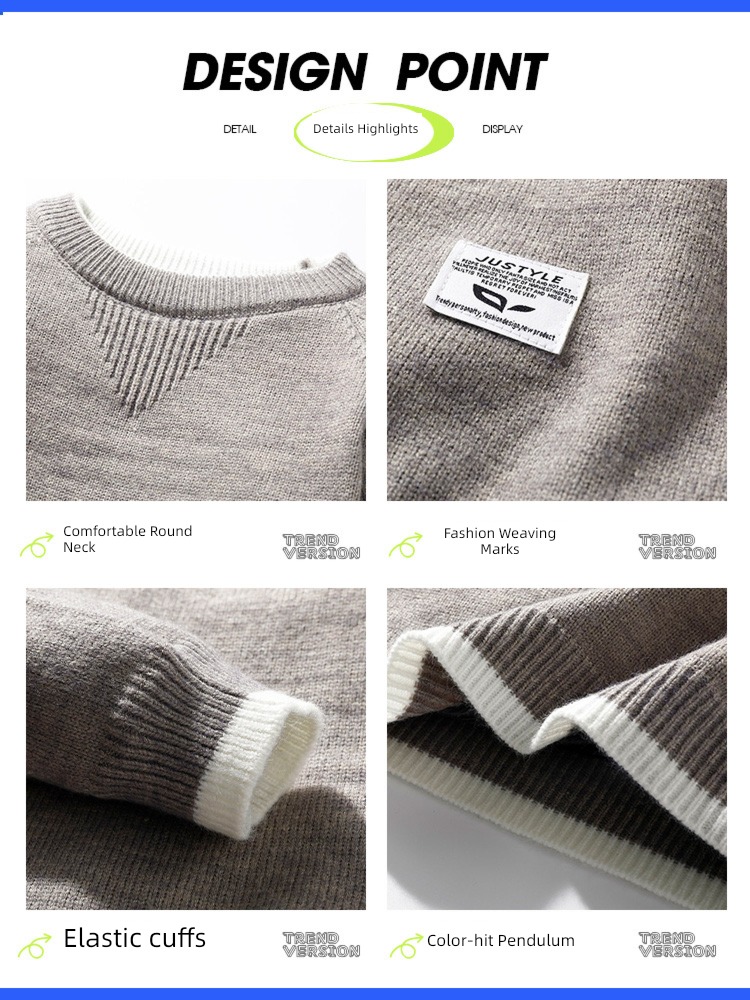 winter Plush Round neck Fake two keep warm Inner lap sweater