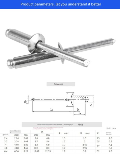 304 stainless steel core pulling rivets/pull rivets round head pulling nails torch nails torch decoration