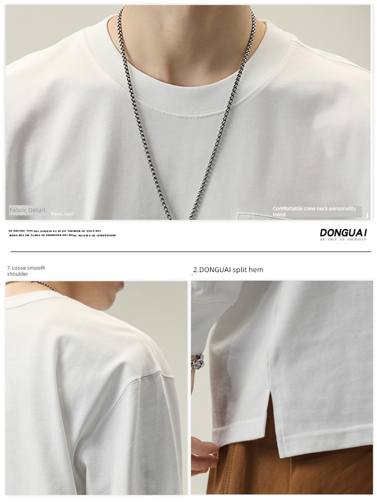 man Spring personality Splicing leisure time Long sleeve T-shirt