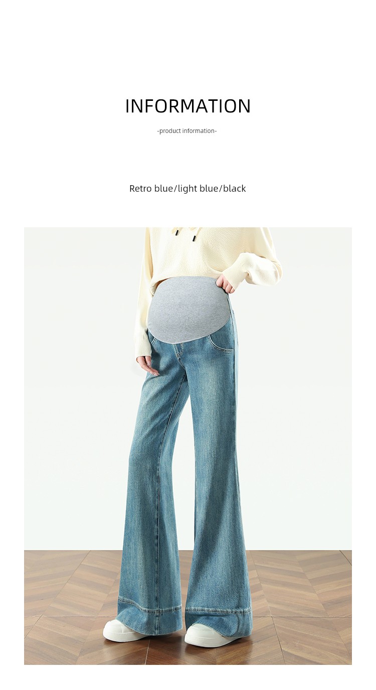 Maternity Jeans Fall 2026 New Style Flared Pants Large Size High Elasticity Belly Support Versatile Casual Floor-Length Pants — 1