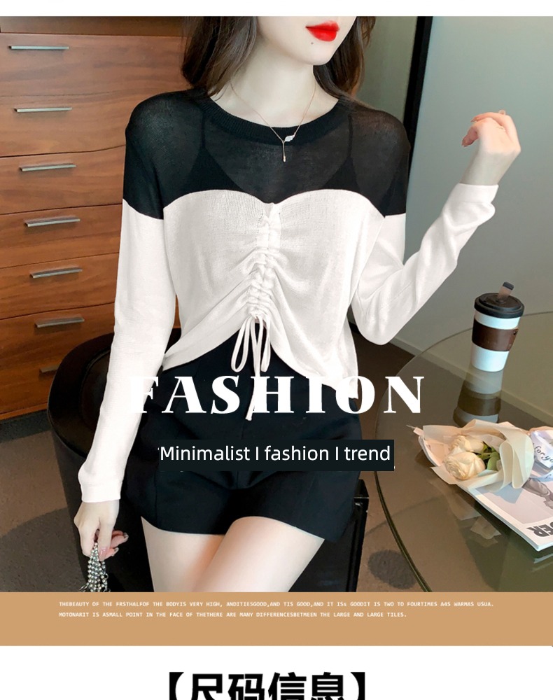 spring and autumn Hollow out winter Drawstring Long sleeve Undershirt sweater