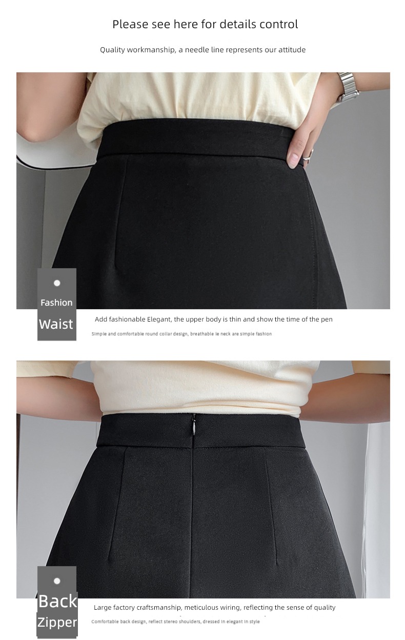 Autumn and winter black High waist Wear out A word shorts suit