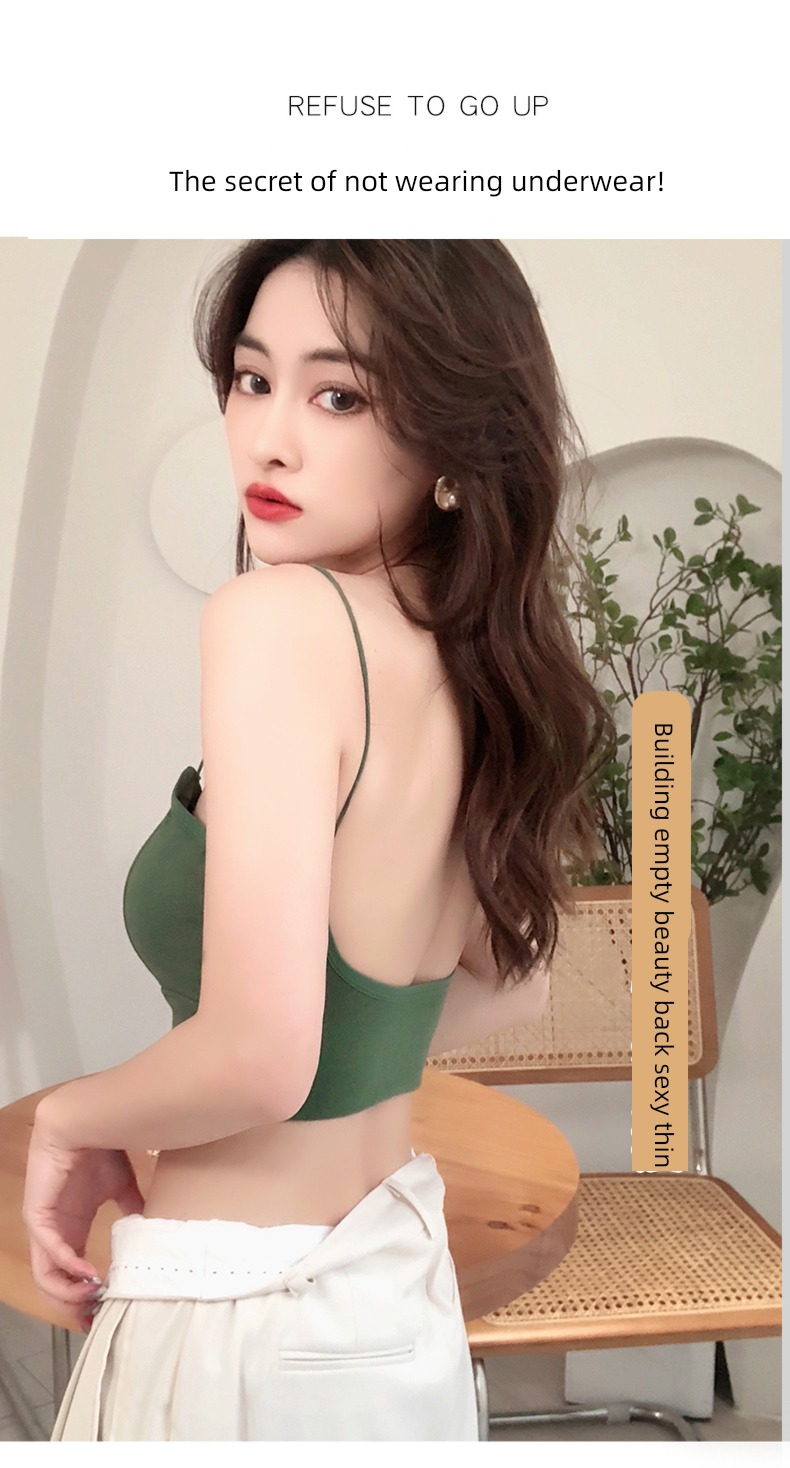Beautiful back fixed cup pure cotton Exposed navel sexy female camisole