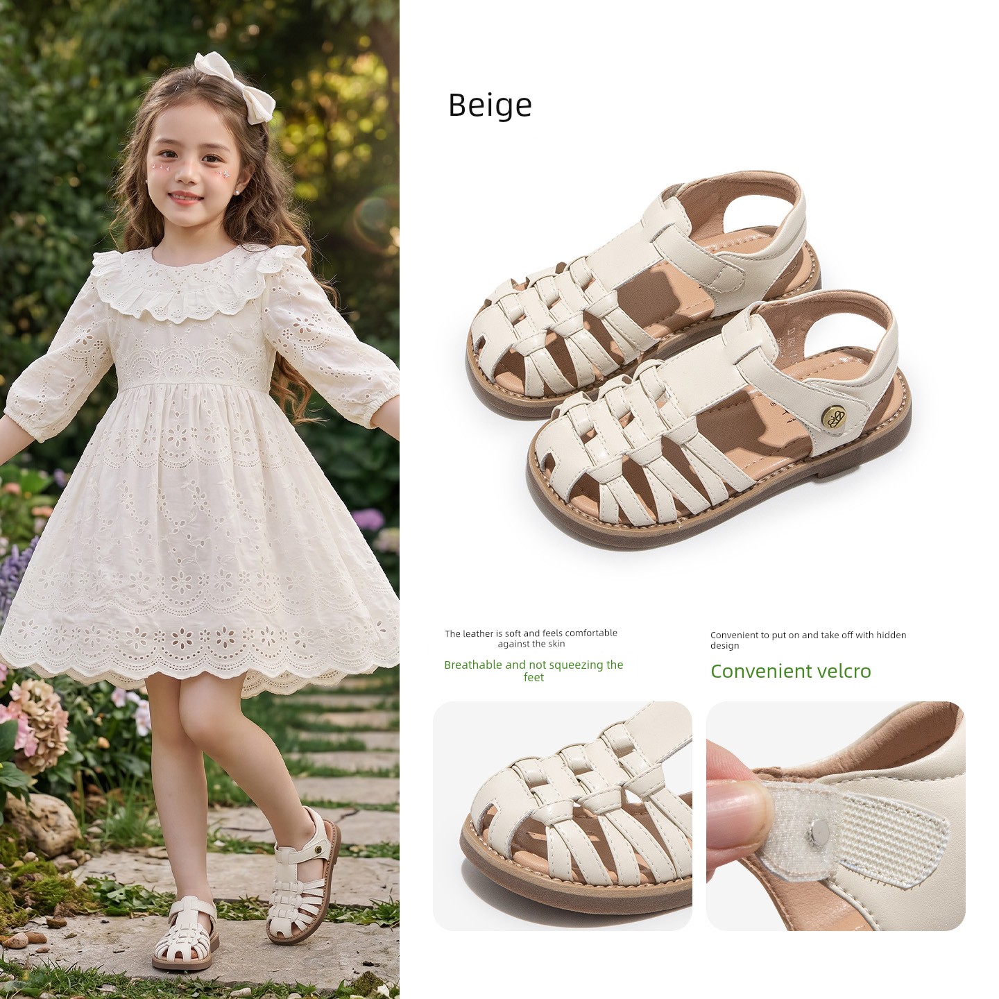 Girls' Princess Sandals 2026 New Summer Children's Sandals for Girls, Roman Style Shoes, Soft-Soled Closed-Toe Summer Models — 1