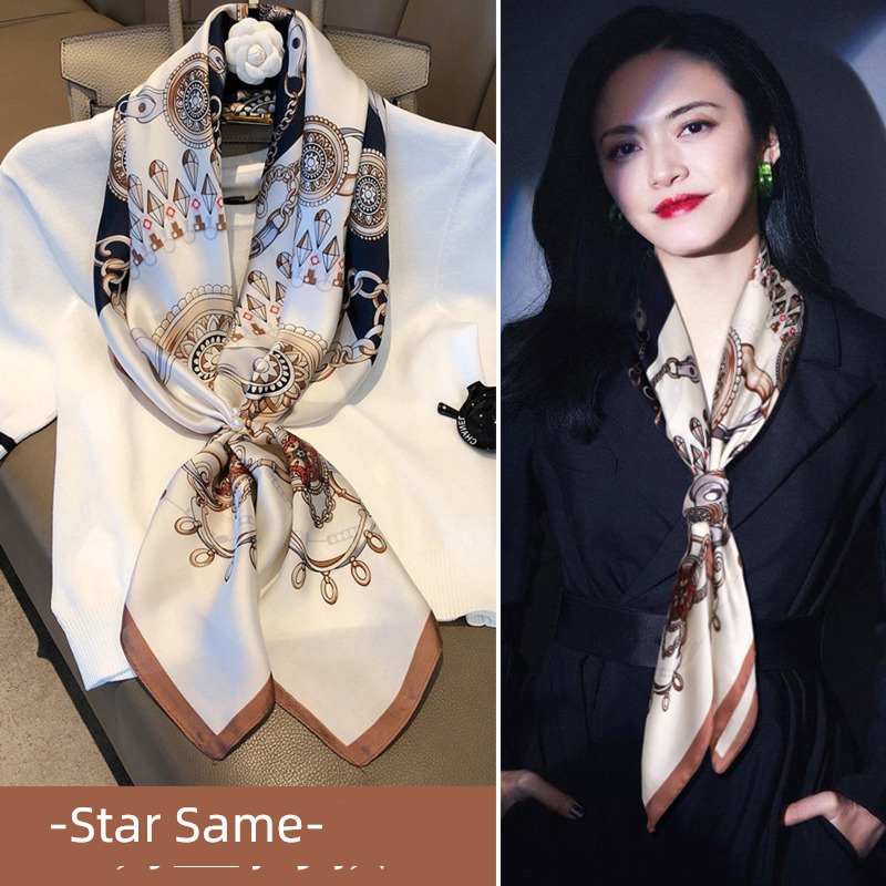 female fashion Hot money mom Autumn and winter Advanced sense Silk scarf