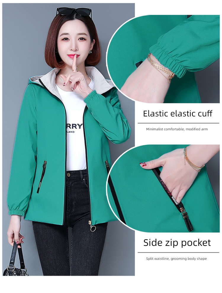 loose coat female Wear it on both sides middle age fashion Spring and Autumn loose coat
