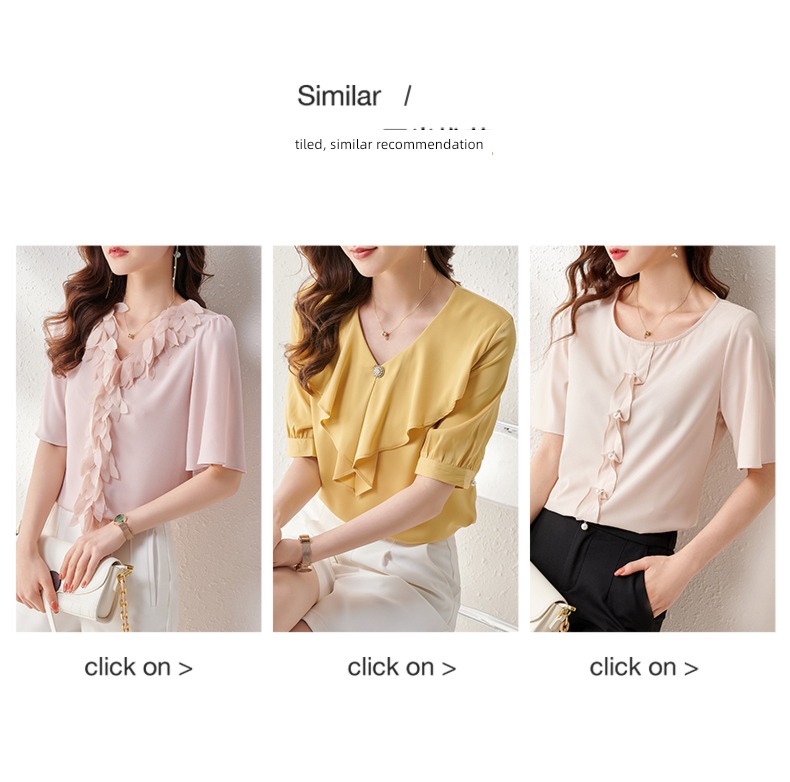 unique Sense of design Age reduction Ruffles Short sleeve Small shirt