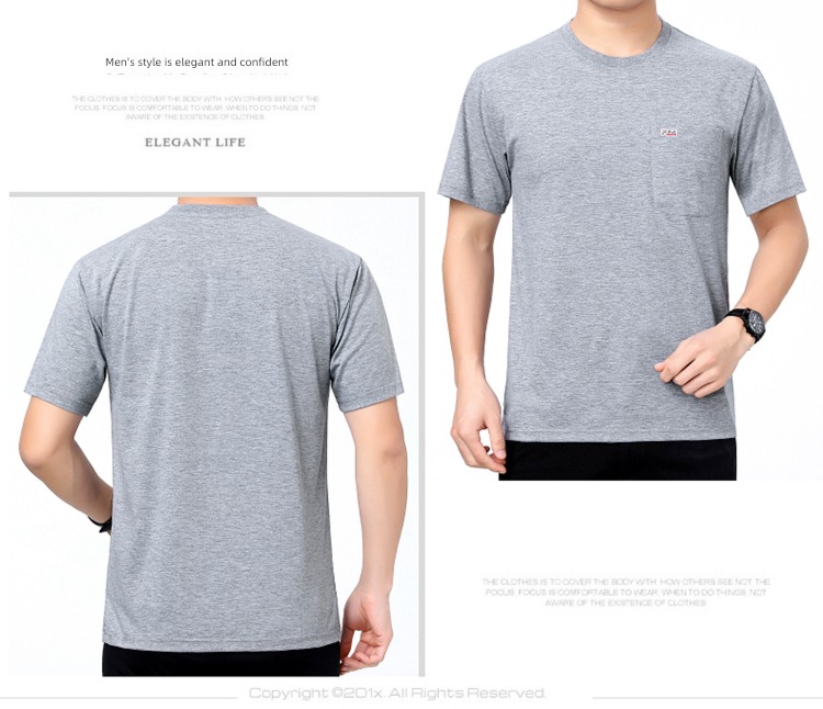 middle age Real pocket leisure time Big size Sweaters Short sleeve T-shirt
