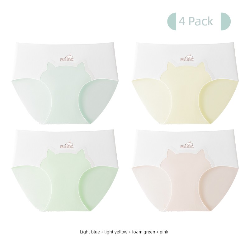 Catman Children's Underwear for Girls, Seamless Ice Silk Summer Thin Triangle Shorts for Teenage Girls in Their Developmental Period — 4