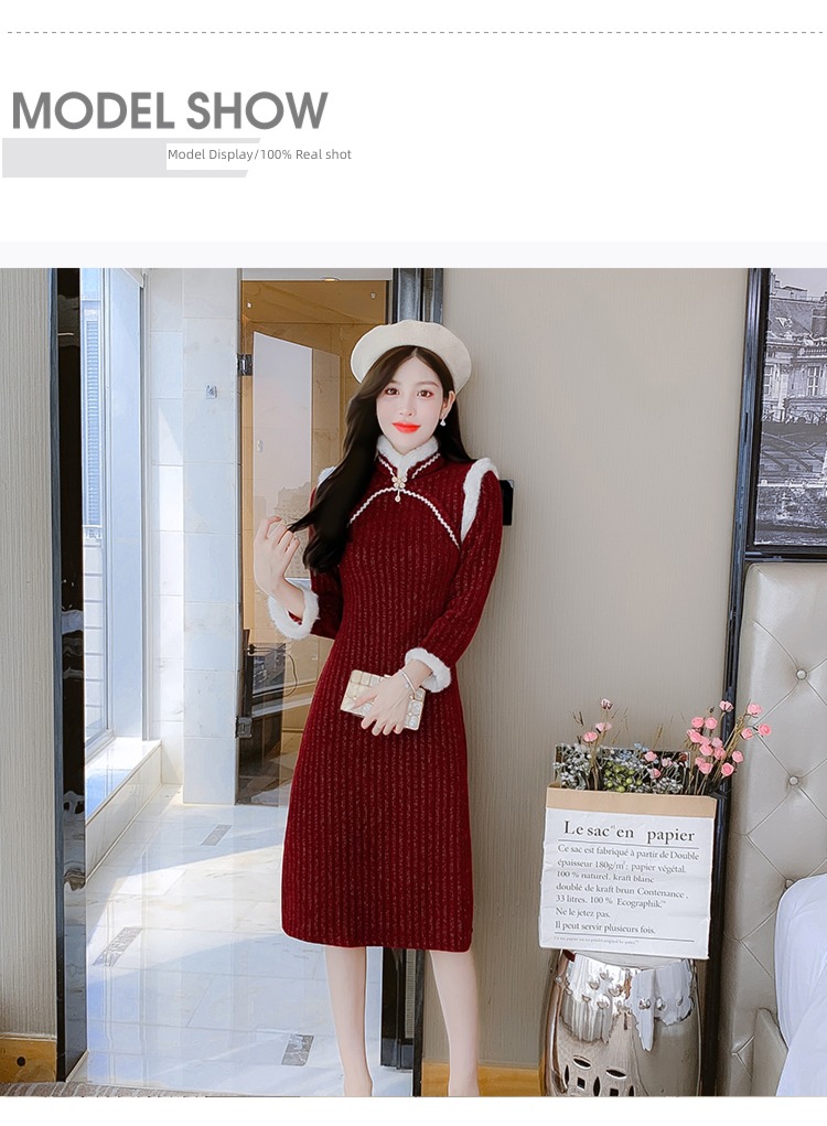 Autumn and winter new year Dress Chinese style thickening christmas