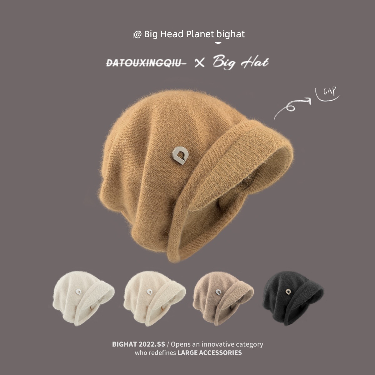 【 10.31 New products   Time limit 20% off 】 Big head circumference solar system knitting Pile cap Autumn and winter fashion Short eaves Fisherman hat