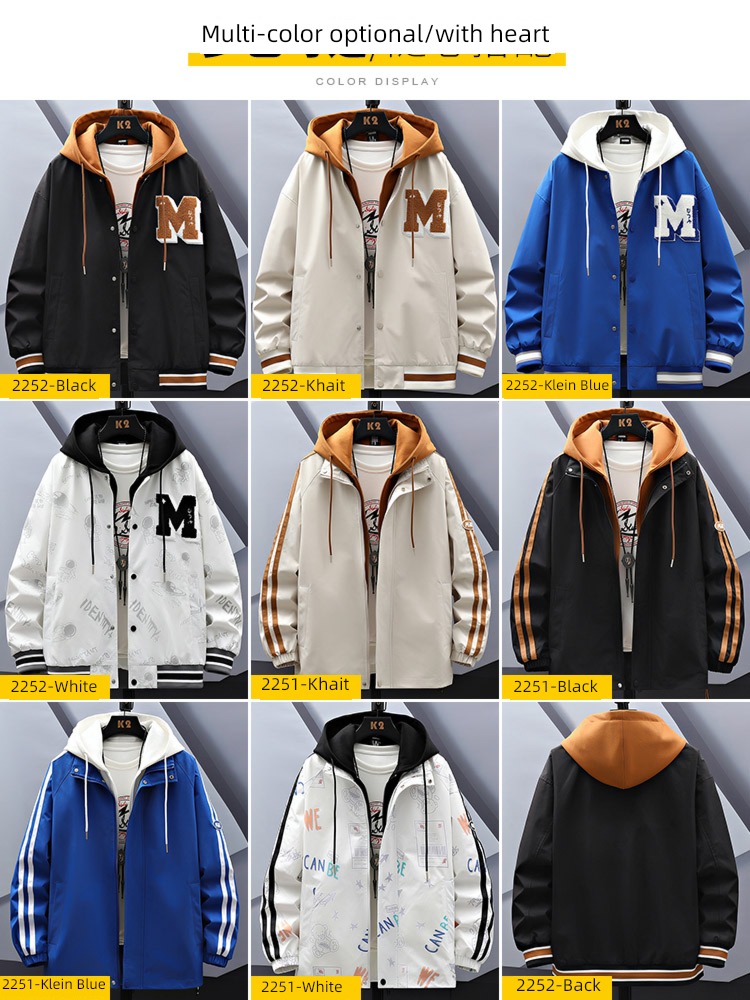 NGGGN Spring and Autumn Hooded Jacket jacket Fake two