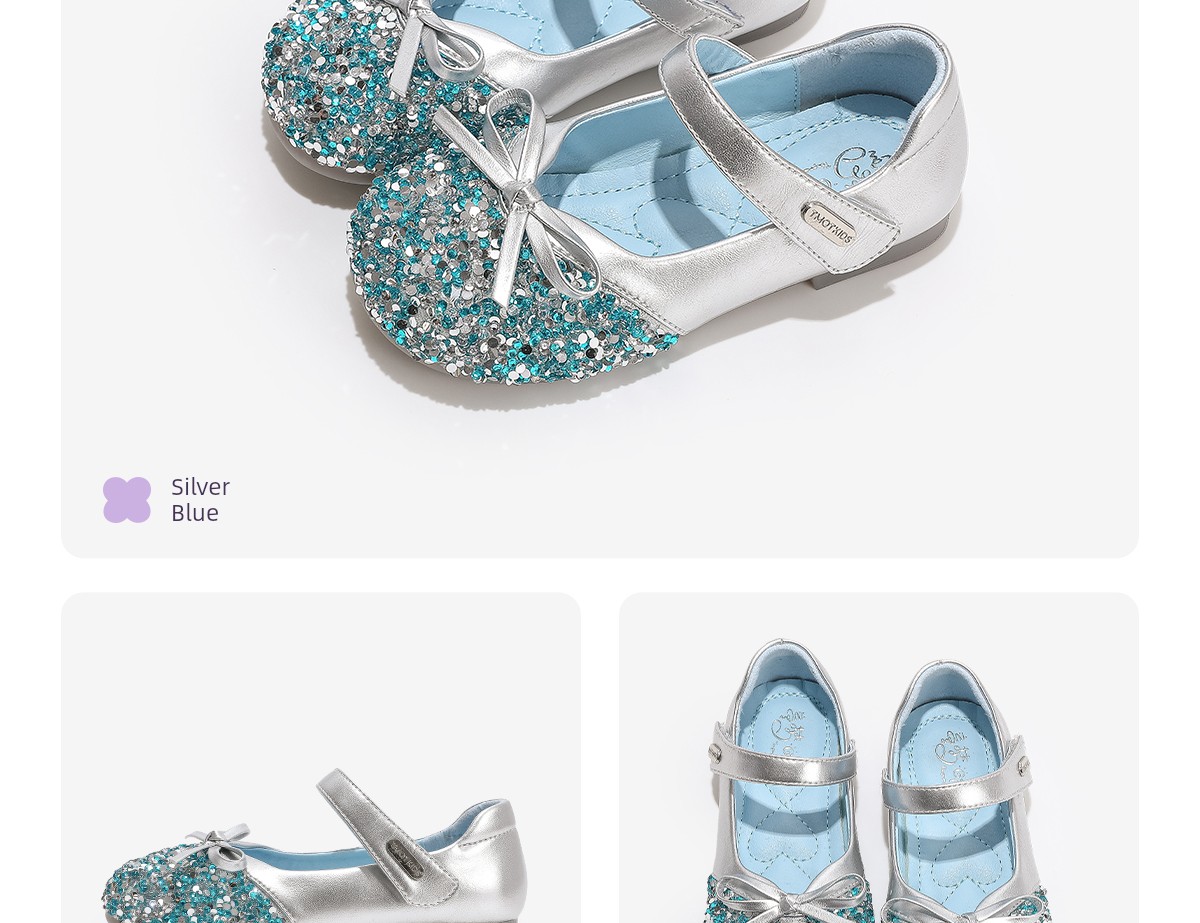 Princess Shoes for Girls, 2026 New Autumn Children's Shoes, Small Leather Shoes, Baby Crystal Shoes, Silver Soft-Soled Shoes — 25
