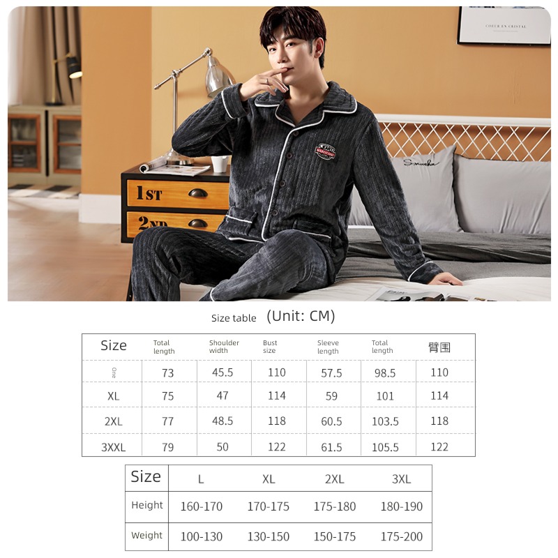 NGGGN male Spring and Autumn Flannel winter pajamas