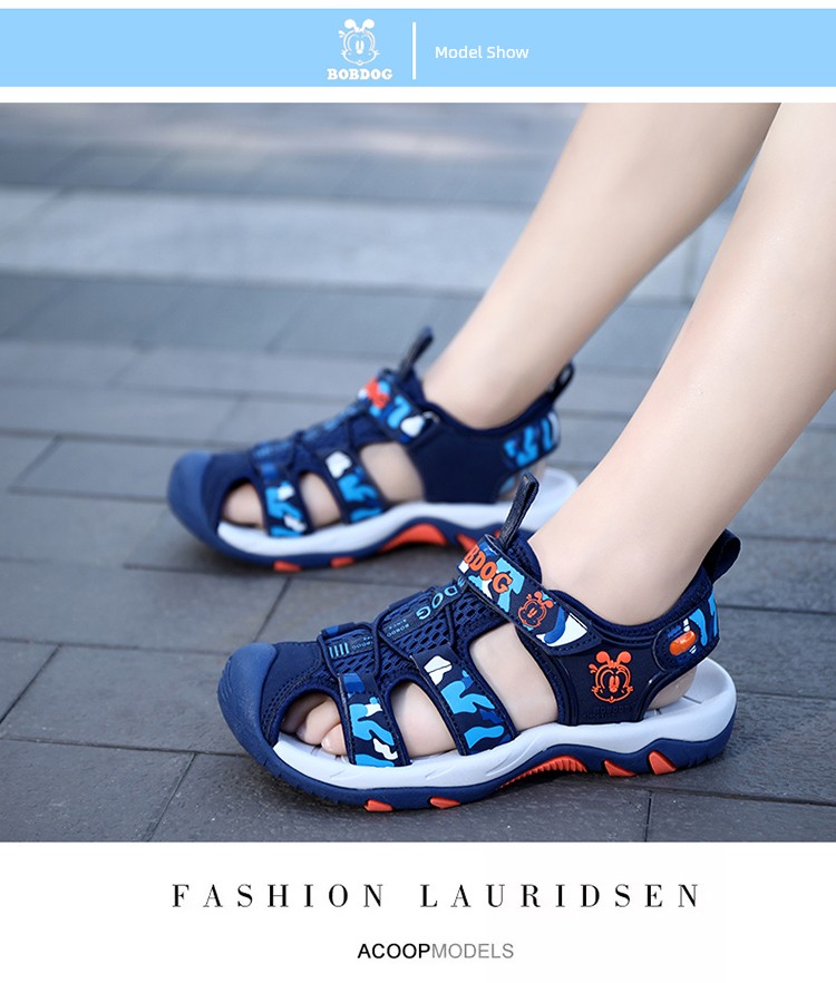 Bobdog Sandals Summer Kids Casual Beach Shoes Boys Toe Box Soft Bottom Non Slip Boys Medium and Large Children's Shoes — 8