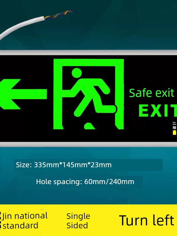 National Standard Safety Exit Sign Led Fire Emergency Light Plug-In Emergency Evacuation Escape Light
