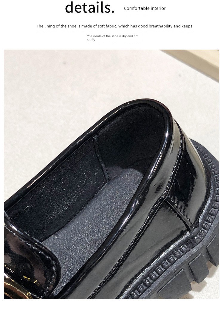Black Leather Shoes for Girls, Academy Style, Suitable for Pairing with Skirts, Soft-Soled Performance Shoes, Thick-Soled Height-Increasing Summer Shoes — 6
