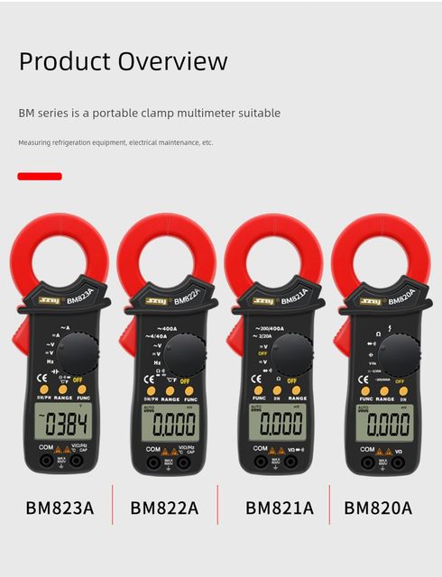Binjiang BM823A clamp multimeter high-precision clamp meter electrical repair small ammeter AC and DC current